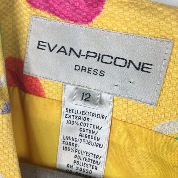 Evan Picone Yellow Floral Summer Dress Size 12 - Picture 3 of 5